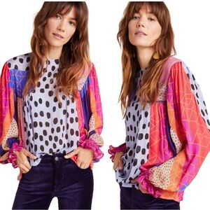 Anthropologie Bl-nk Miranda Peasant Blouse, size L, large